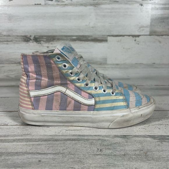 Vans Women's Pastel Striped Sk8 Hi Tapered Sneaker Shoes Multicolor Size 7 - Picture 1 of 8